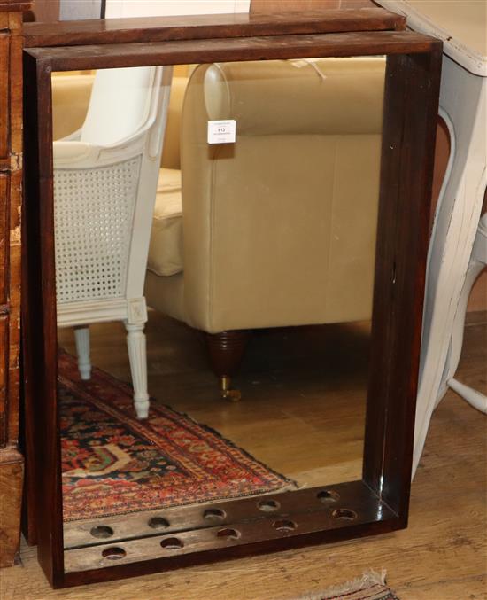 A pair of rectangular hardwood wall mirrors with candle wells H.80cm